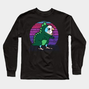 Vaporwave blue budgie Dinosaur Long Sleeve T-Shirt